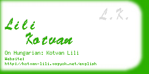 lili kotvan business card